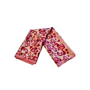 Vintage Talbots Scarf 100% Silk Heart Print 21in x in 21in Pink Red Romantic